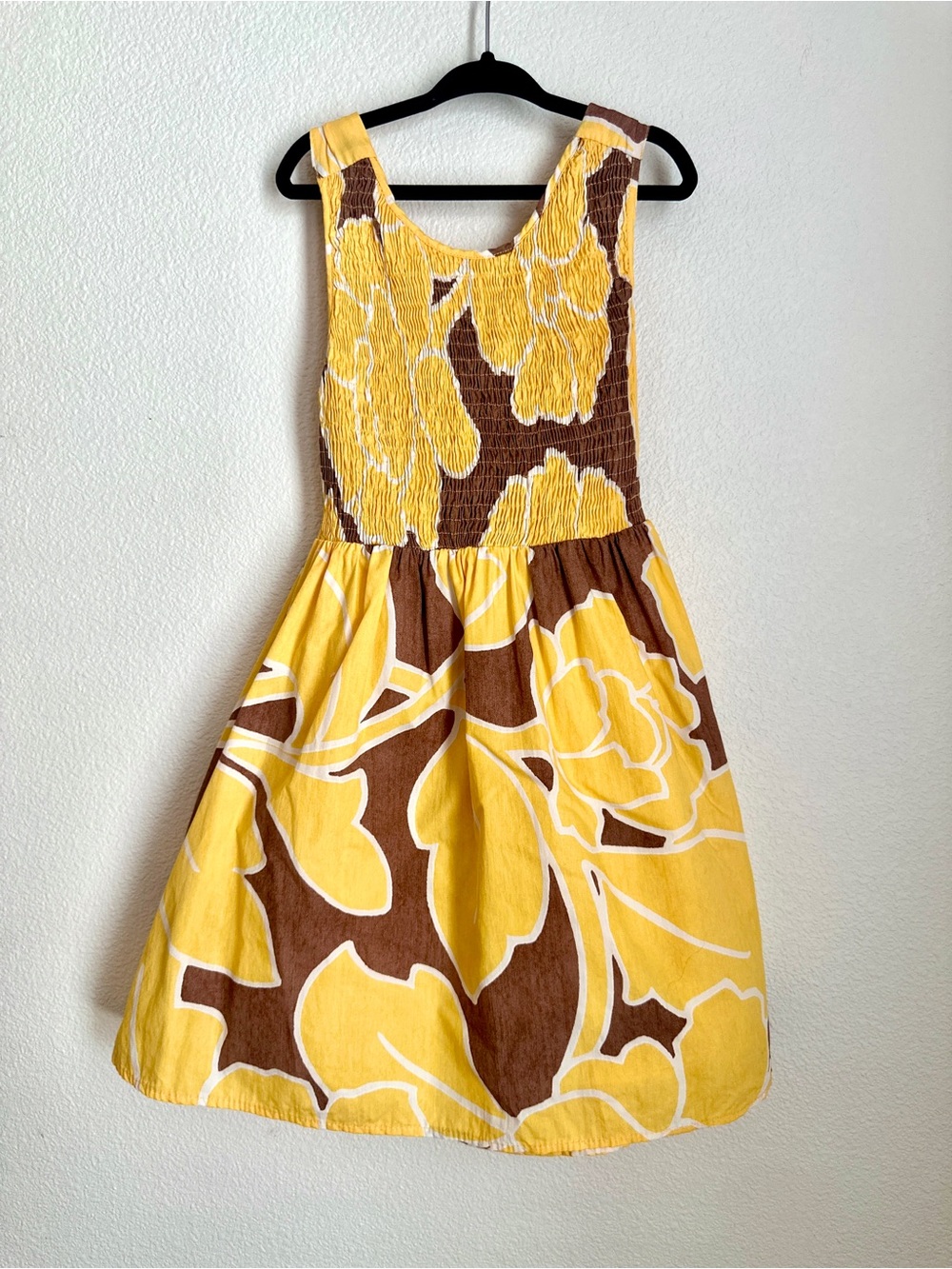 Zara Girl’s Yellow & Brown Floral Smocked Sundress Size 8
